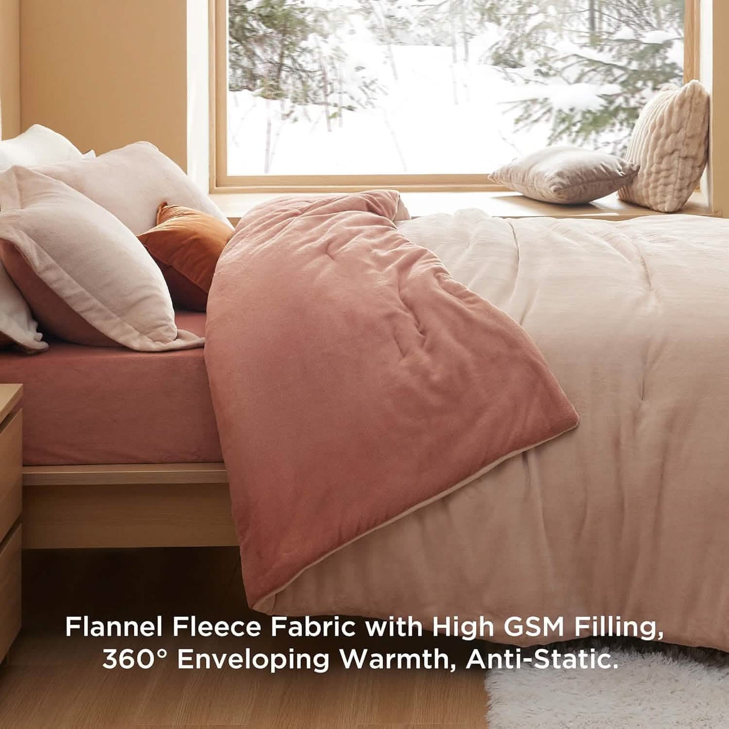 Puffy Flannel Fleece Comforter Set