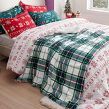 Bedsure Printed Throw Sherpa Blanket christmas Green