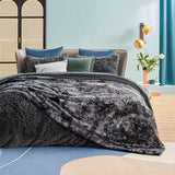 Faux Fur and Sherpa Tie-dye Reversible Blanket