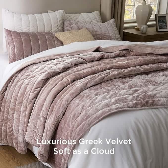 Grace Striped Velvet Quilt Set