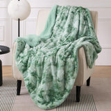 Faux Fur and Sherpa Tie-dye Reversible Blanket