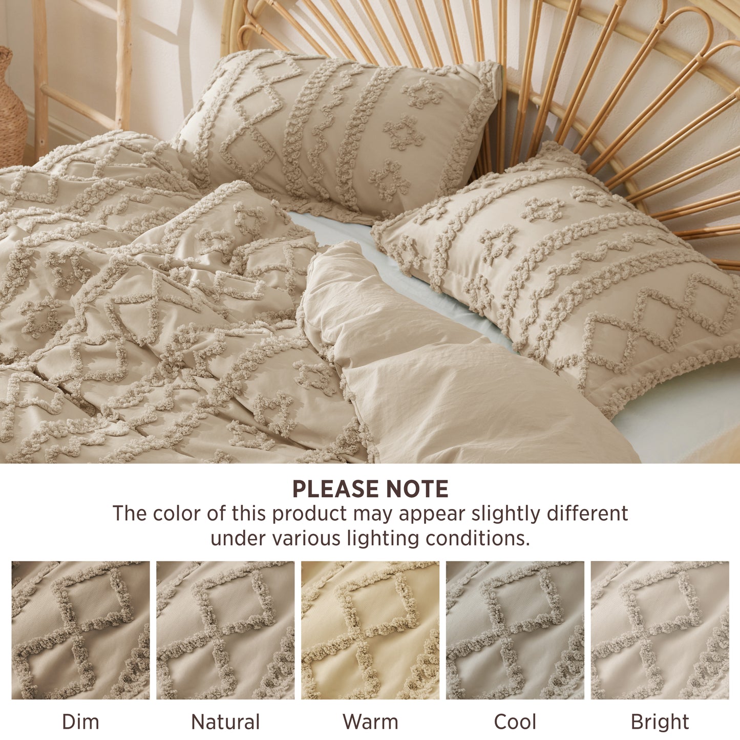 Boho Tufted Embroidery Duvet Cover Set