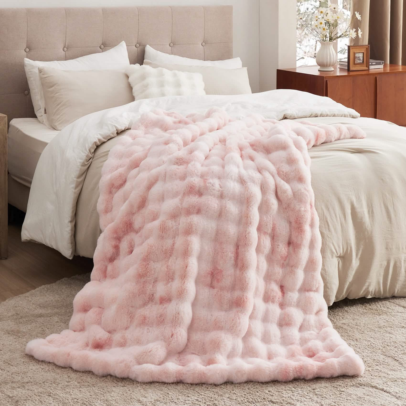 Fuzzy Blanket Dusky Pink Faux Fur Throw Faux Fur Throw Pink Plush