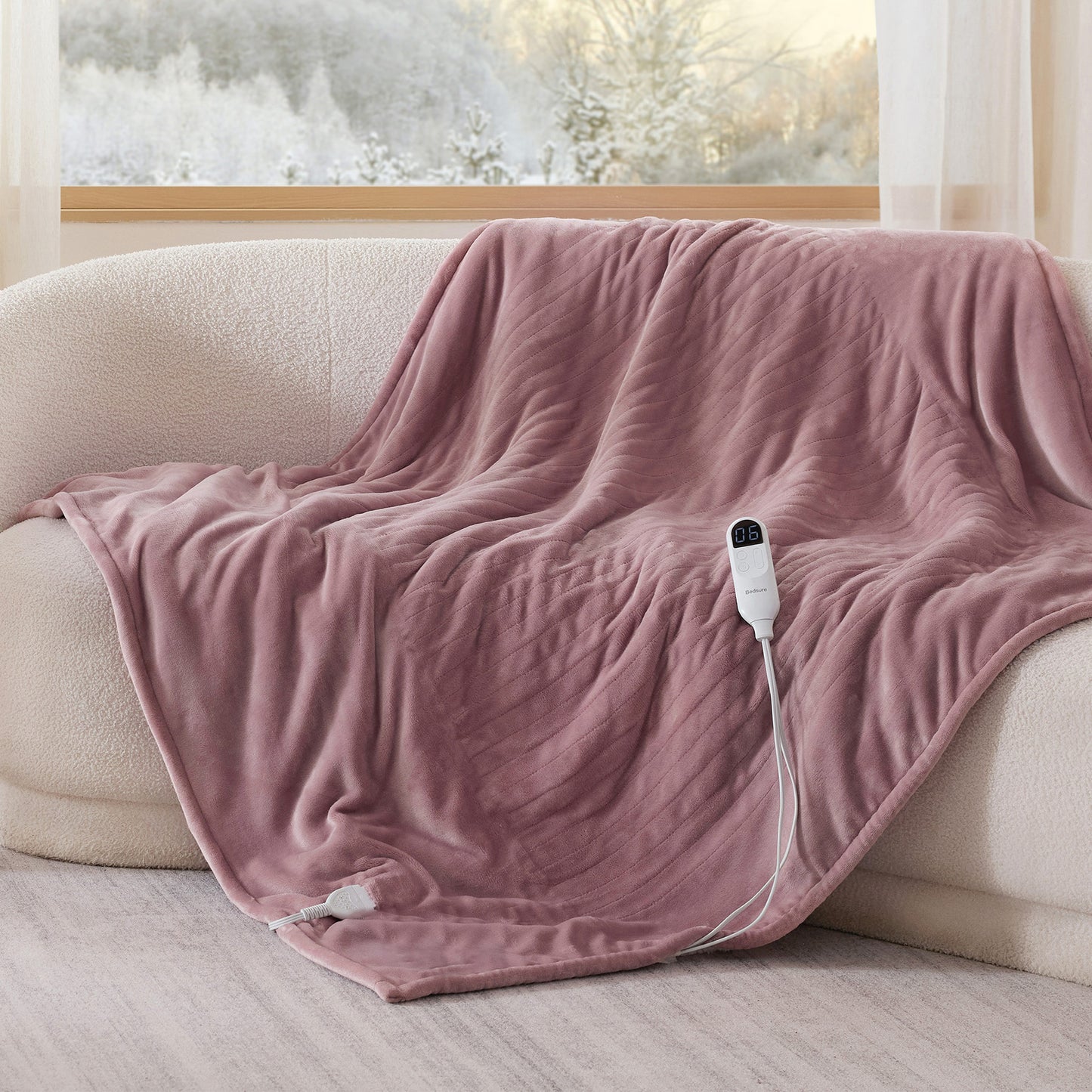 Solid Flannel Heated Blanket