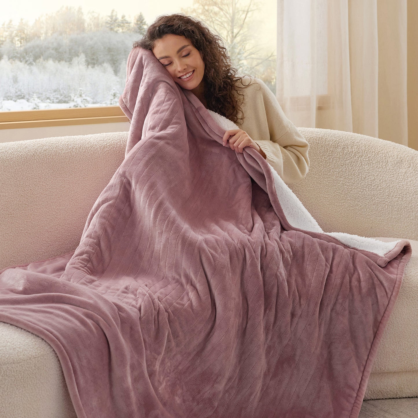 Solid Flannel Heated Blanket