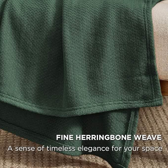 100% Cotton Herringbone Woven Blanket