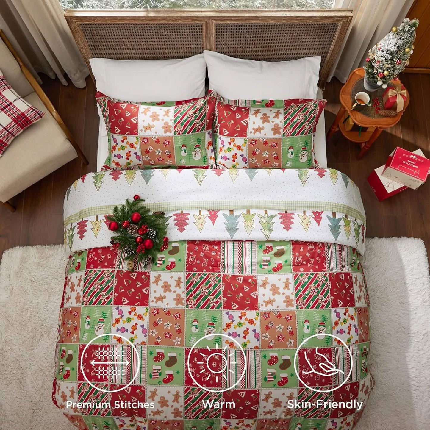 Christmas Plaid Comforter Set Red