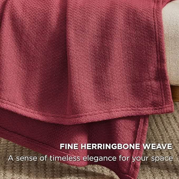 100% Cotton Herringbone Woven Blanket