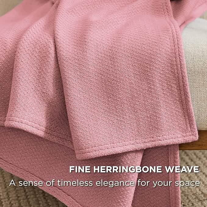 100% Cotton Herringbone Woven Blanket
