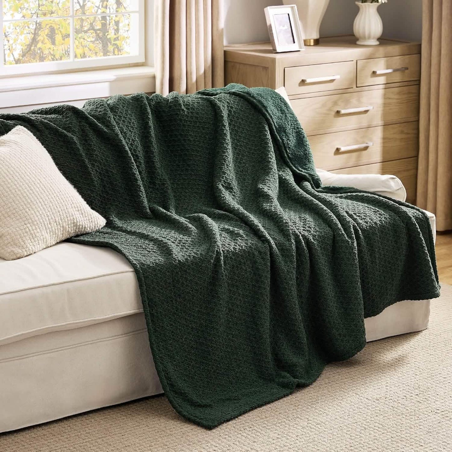 Knit Sherpa Reversible Throw Blanket-Grid