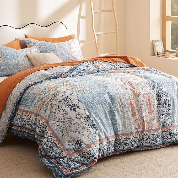 100% Cotton Reversible Floral Duvet Cover Set