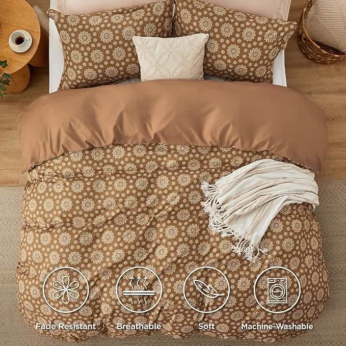 Reversible Floral Duvet Cover Set Blown