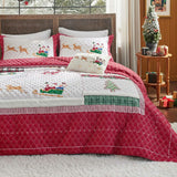 Christmas Modern Patchwork Quilt Set Deer