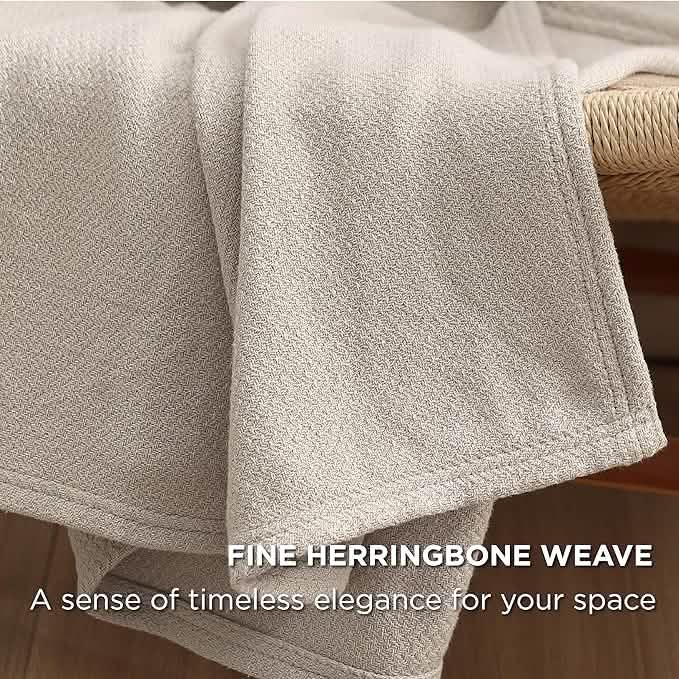 100% Cotton Herringbone Woven Blanket