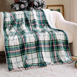 Bedsure Printed Throw Sherpa Blanket christmas Green