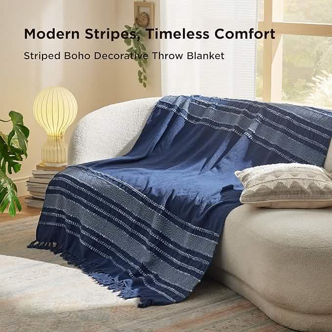 Striped Boho Decorative Throw Blanket