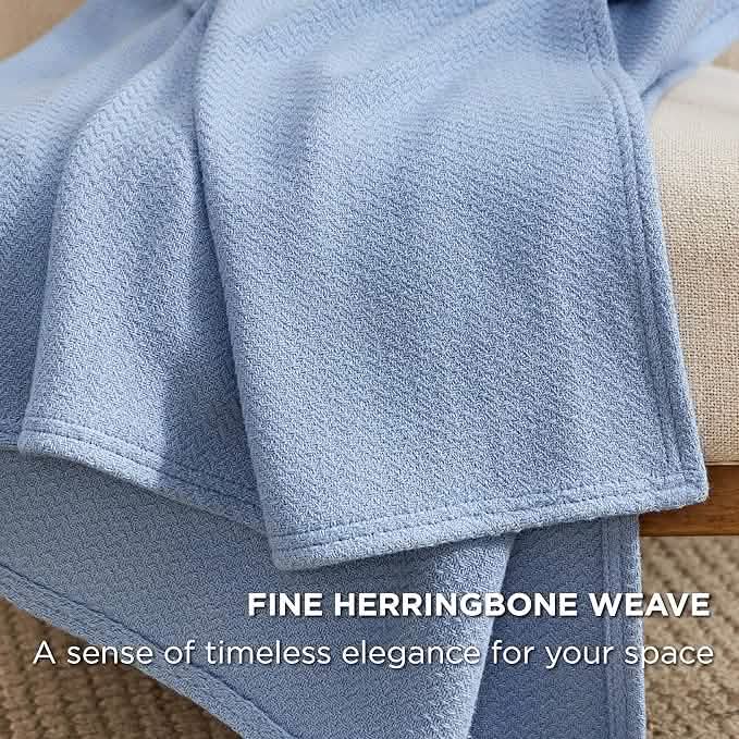 100% Cotton Herringbone Woven Blanket