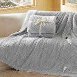 Diamond-Patterned Shaggy Sherpa Heated Blanket