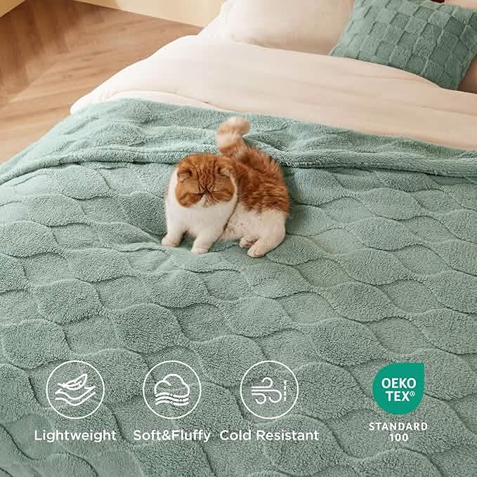 Acquard Decorative Shaggy Fleece Blanket