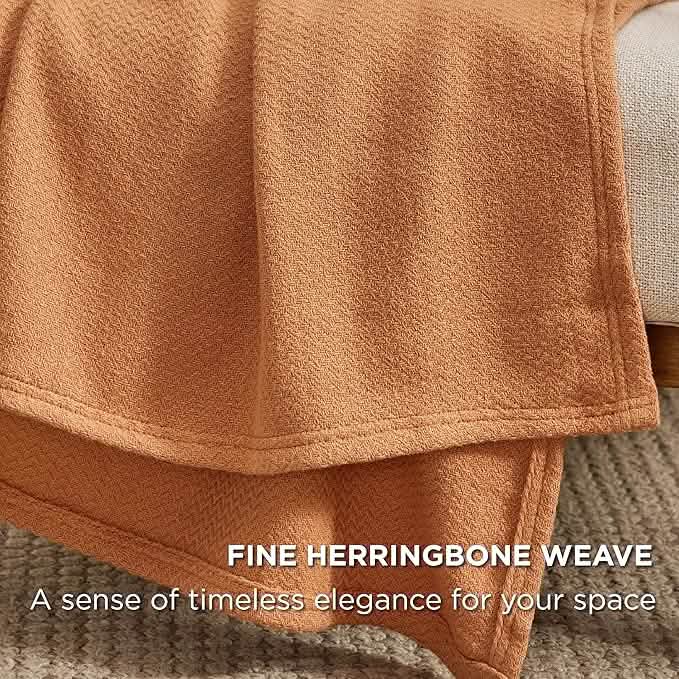 100% Cotton Herringbone Woven Blanket
