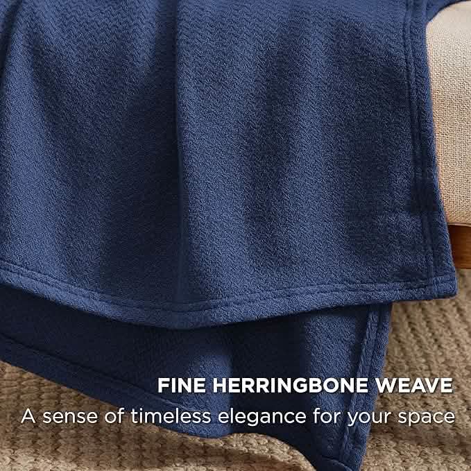 100% Cotton Herringbone Woven Blanket