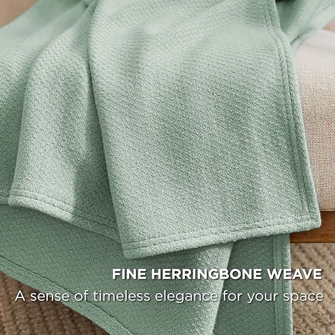 100% Cotton Herringbone Woven Blanket