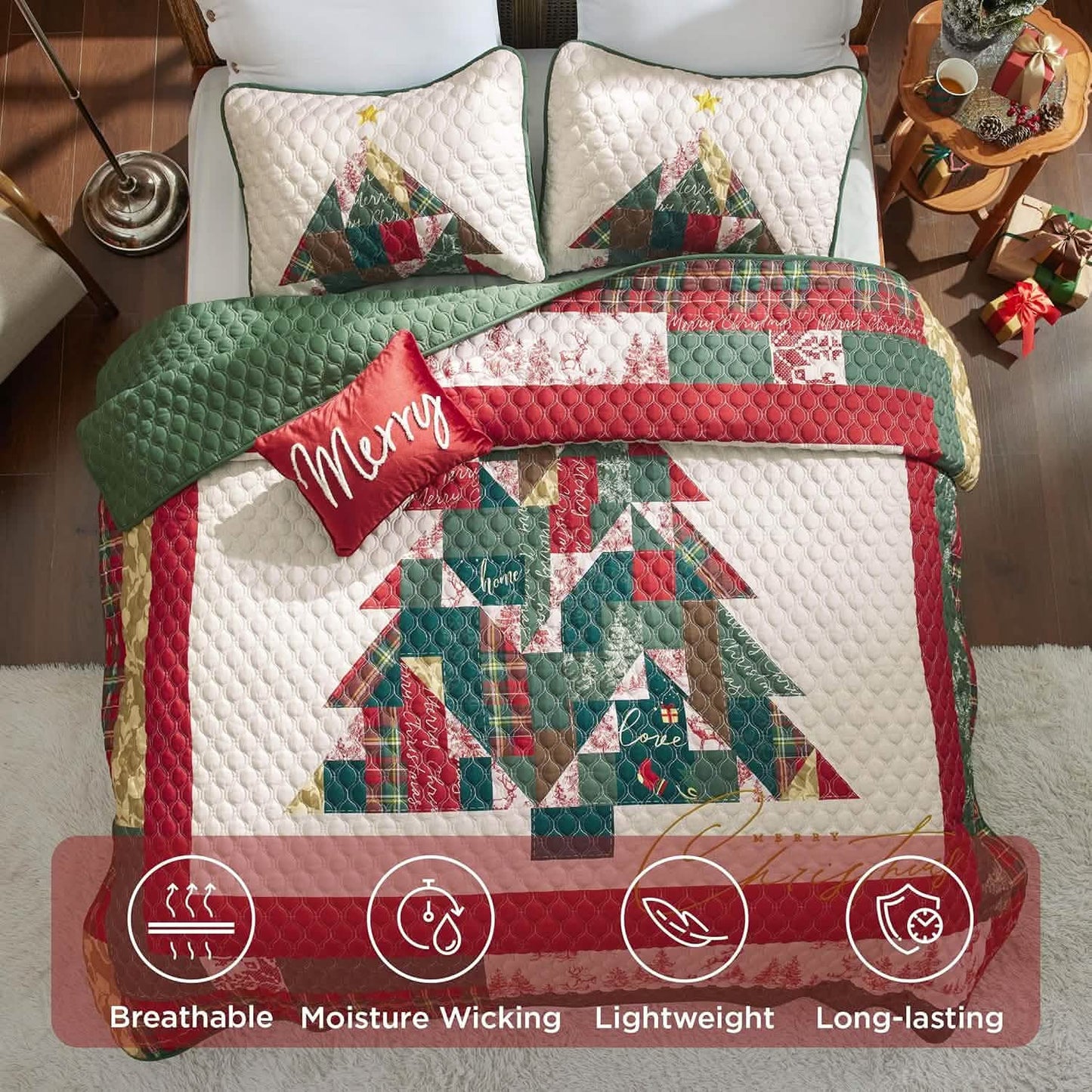 Christmas Modern Patchwork Quilt Set Tree