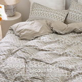 Yarn-Dyed Leaf Jacquard Duvet Cover Set