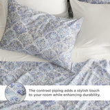 Bedsure 100% Cotton Floral Print Sheet Set Blue