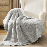 Bedsure Knit Sherpa Reversible Throw Blanket-Cable Knit