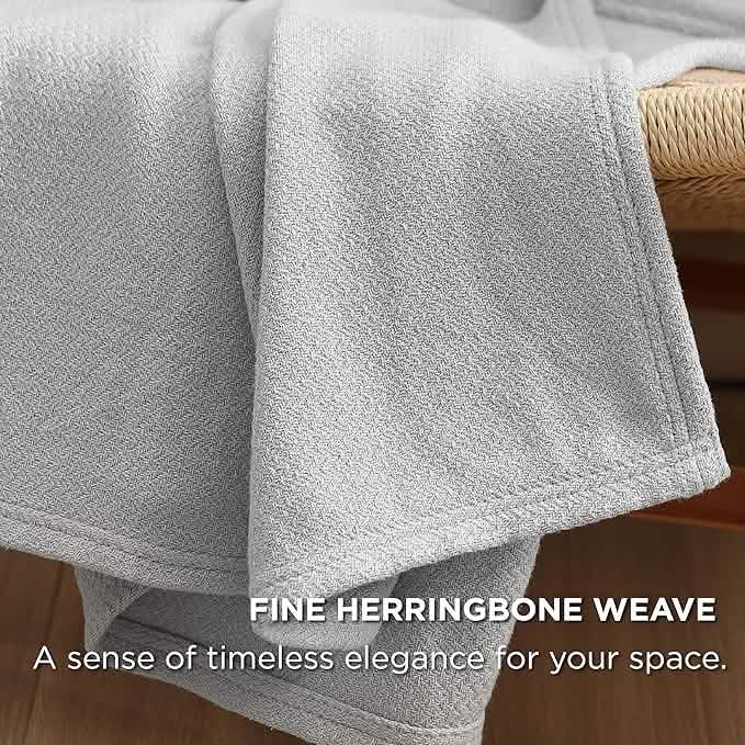 100% Cotton Herringbone Woven Blanket