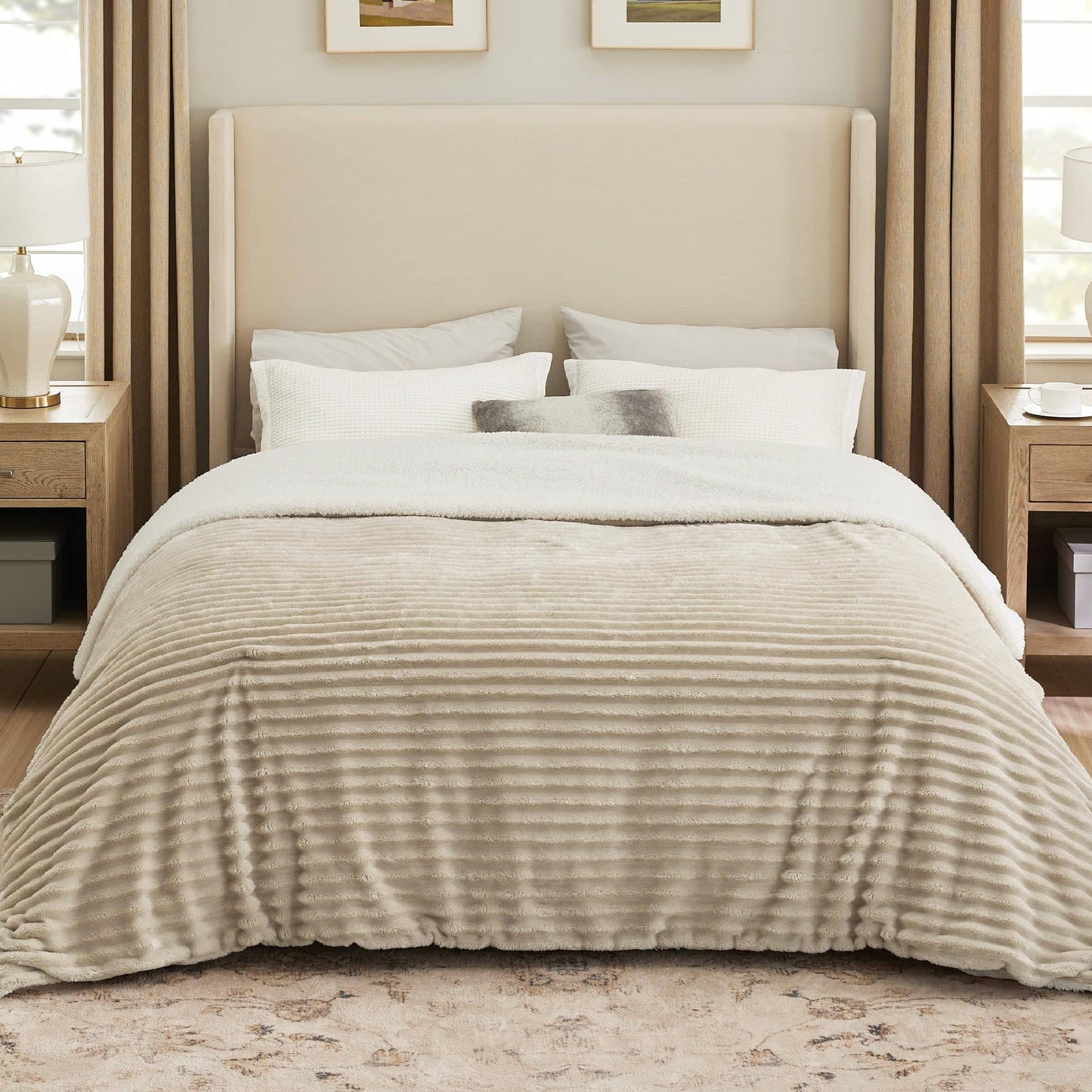 Jacquard Stripes Shaggy Sherpa Blanket