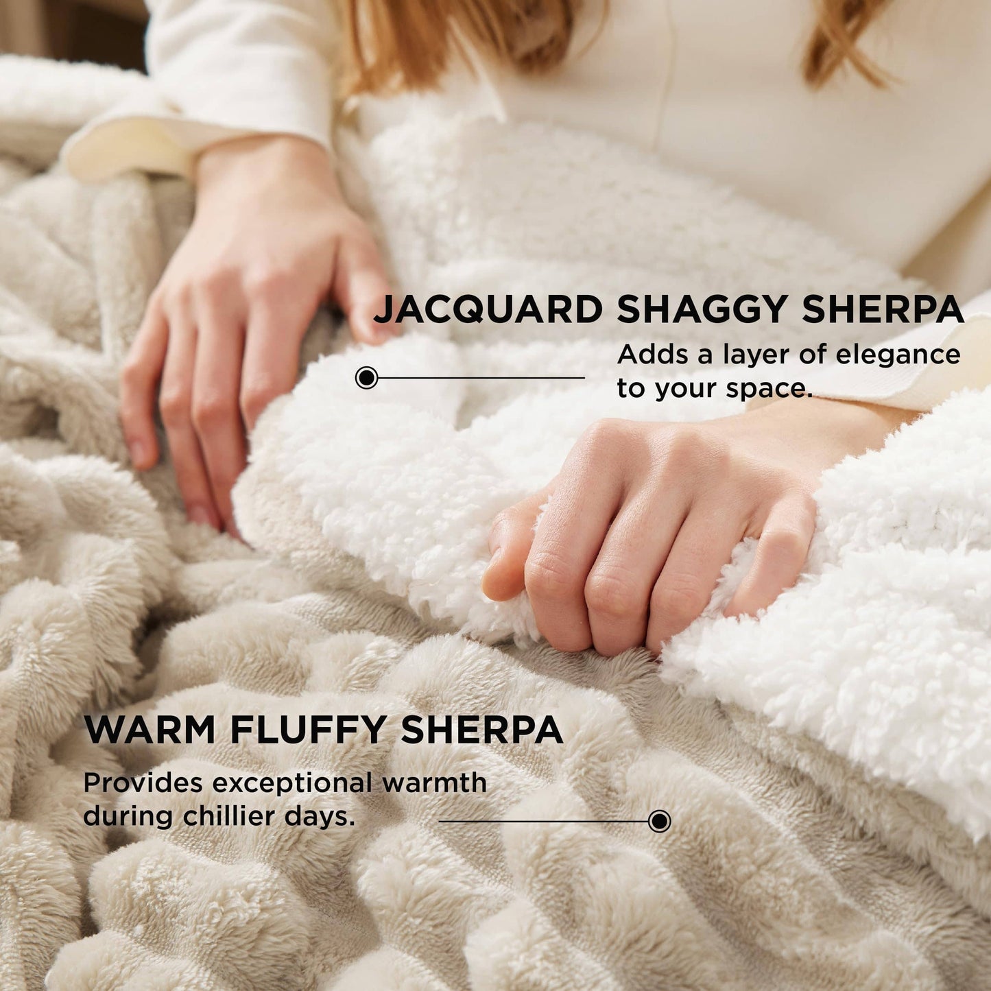 Jacquard Stripes Shaggy Sherpa Blanket