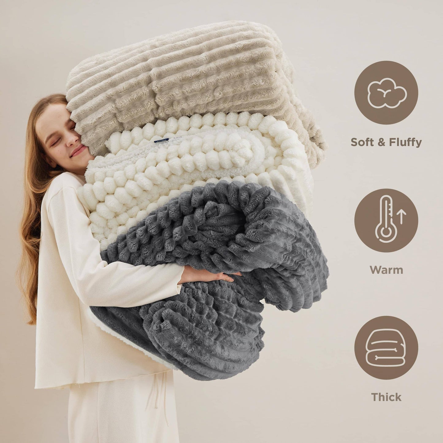 Jacquard Stripes Shaggy Sherpa Blanket