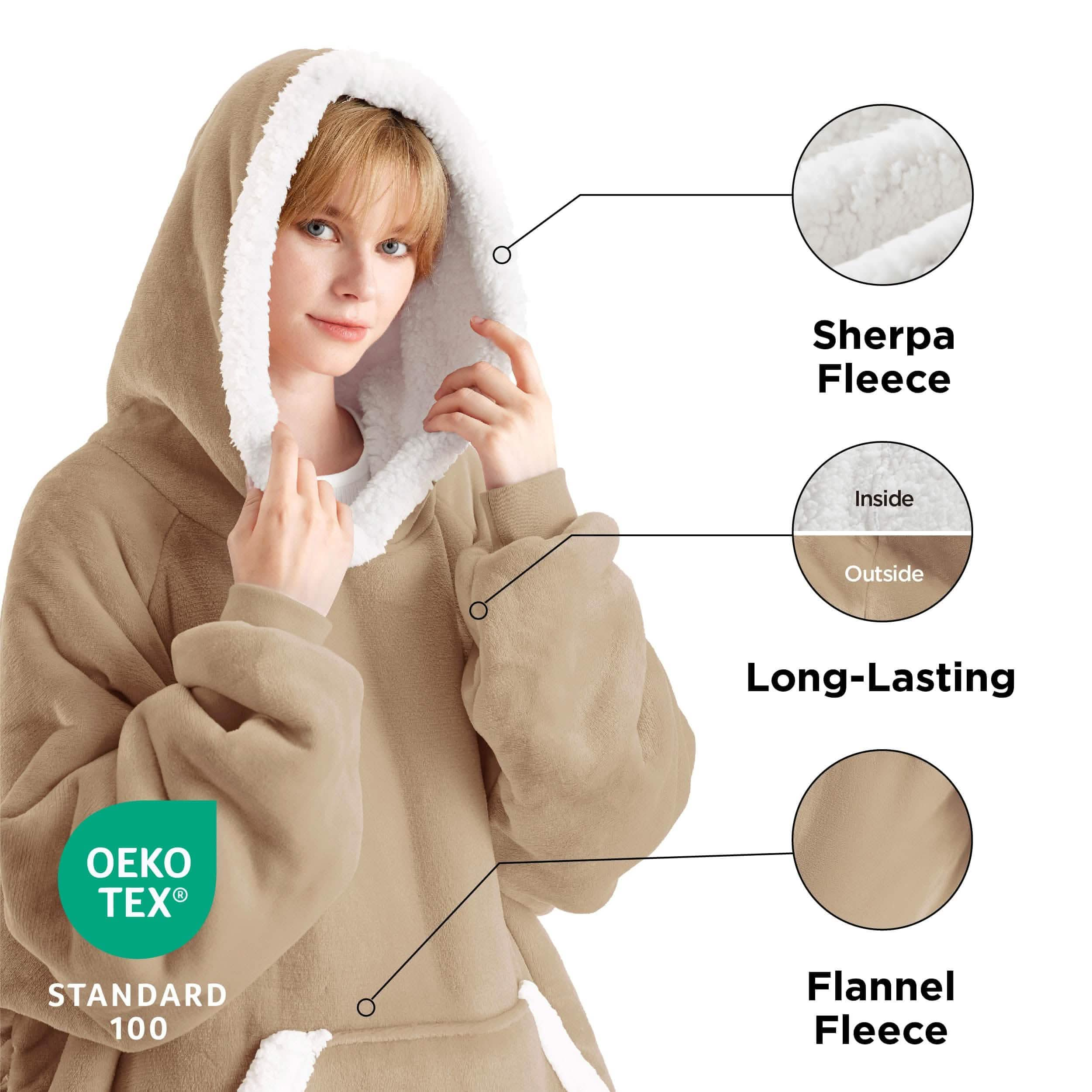 Sherpa Fleece Long Blanket Hoodie