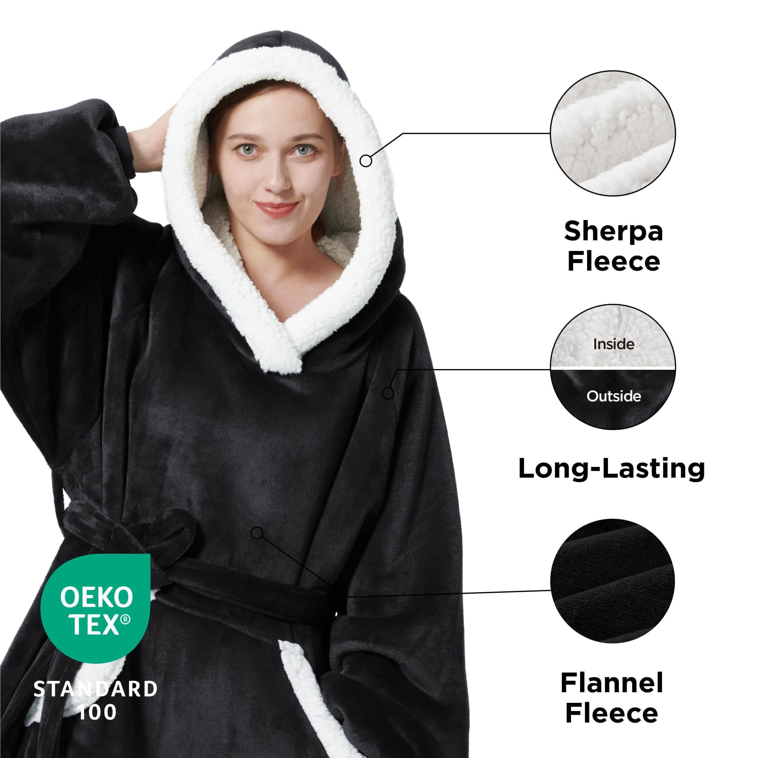 Sherpa Fleece Long Blanket Hoodie