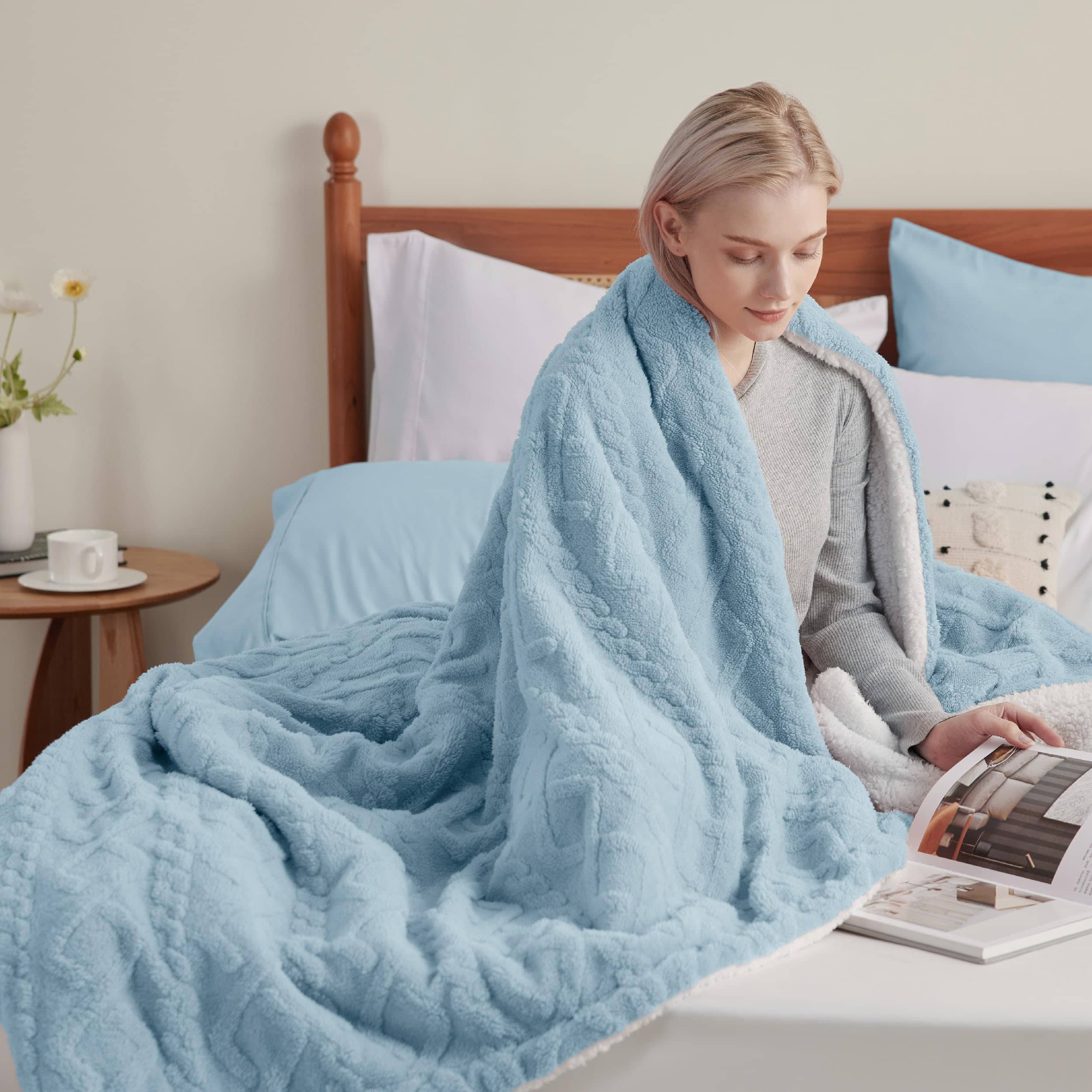 Soft best sale blue throw