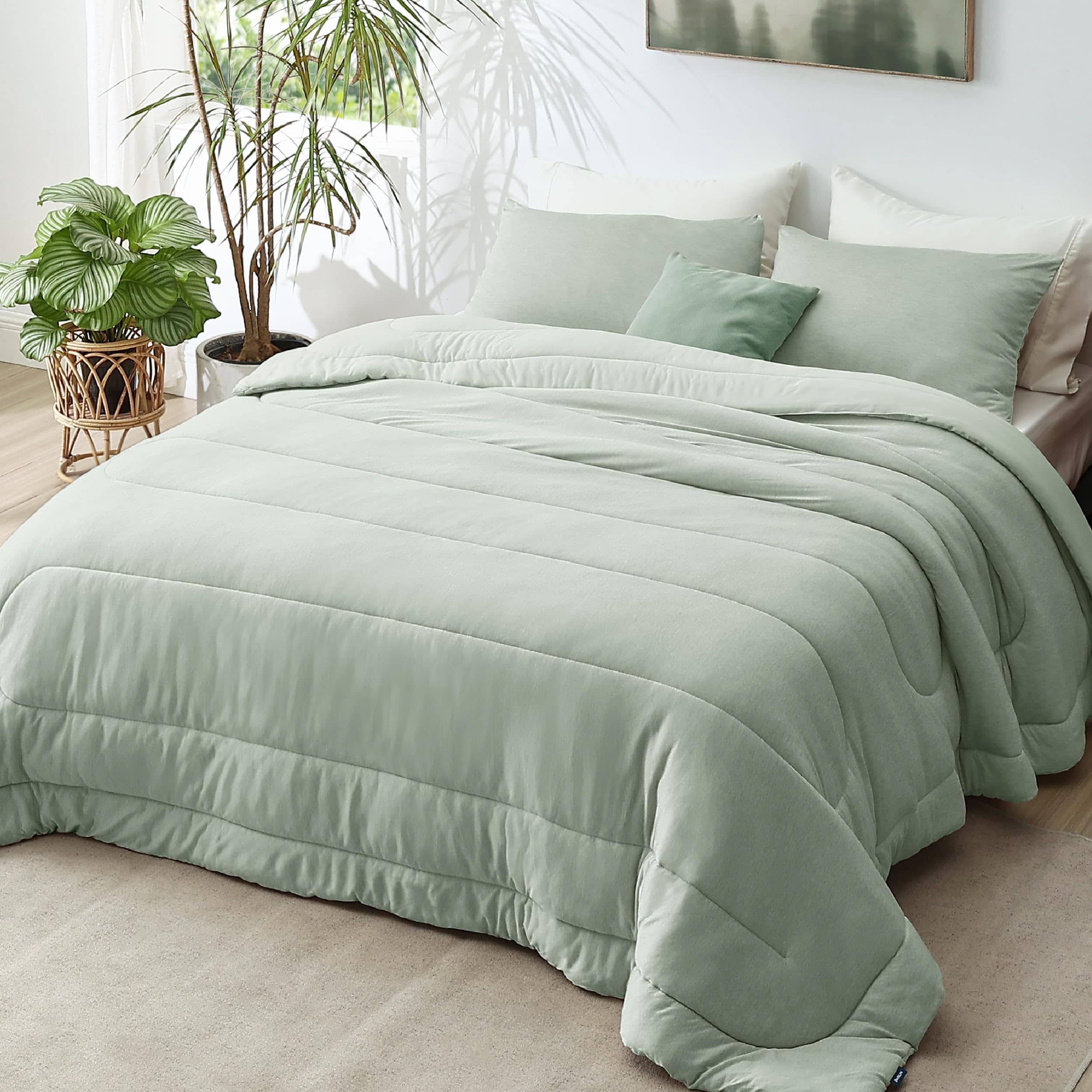 Great Choice Products Queen Comforter Set Sage Green Comforter