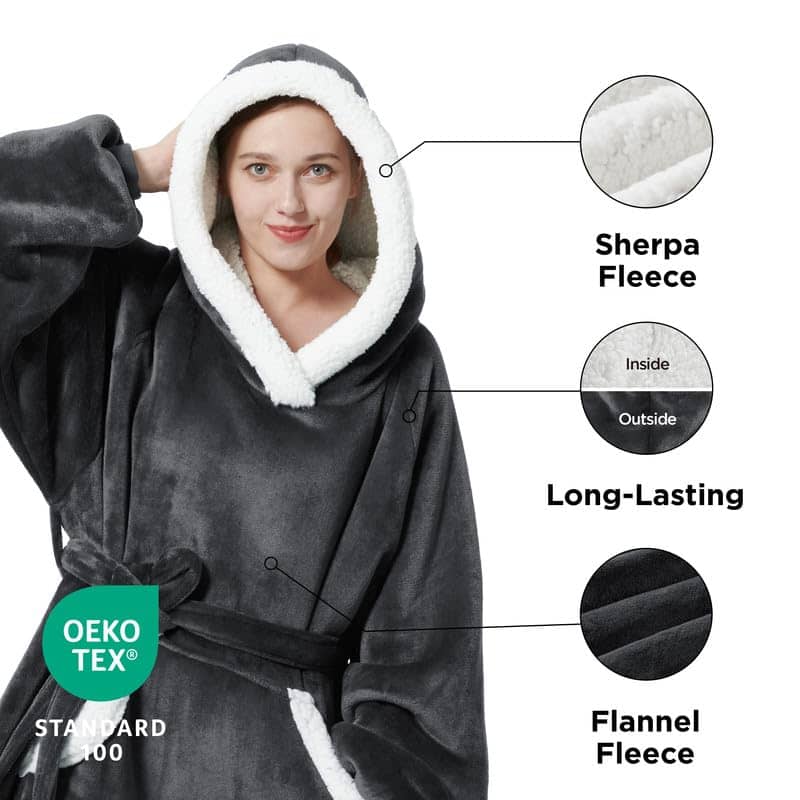 Sherpa Fleece Long Blanket Hoodie