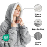 Sherpa Fleece Long Blanket Hoodie