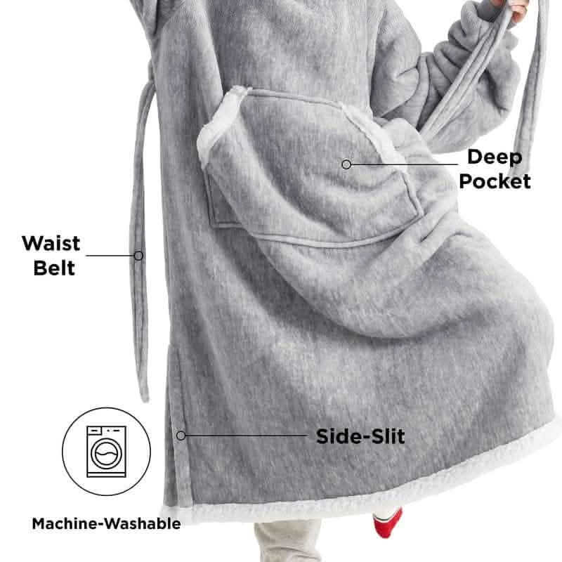 Sherpa Fleece Long Blanket Hoodie