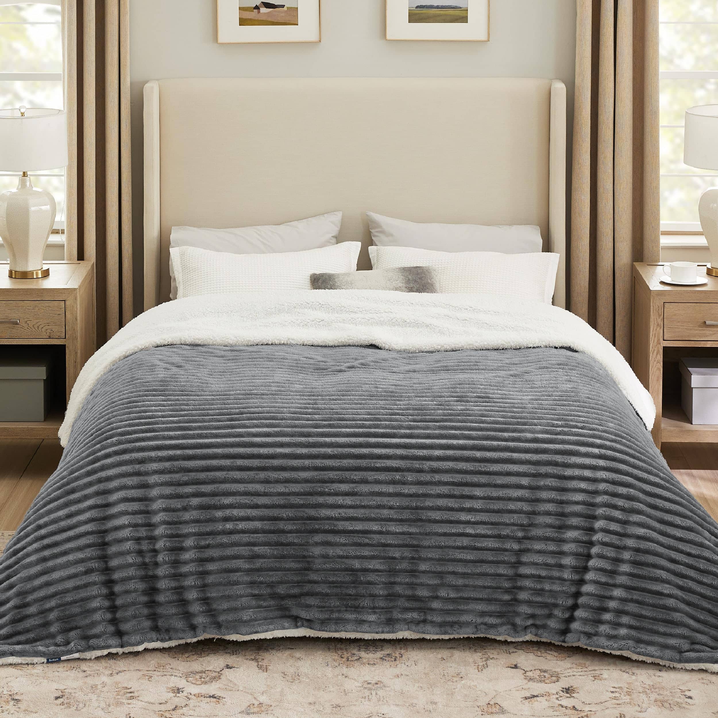Jacquard Stripes Shaggy Sherpa Blanket