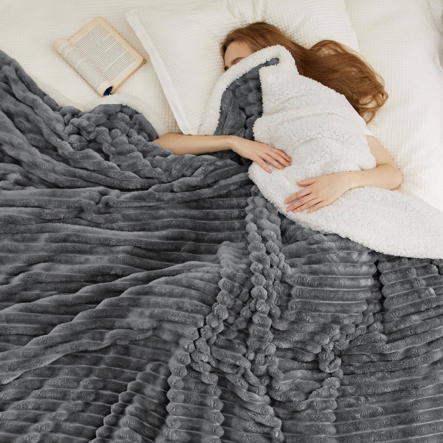 Jacquard Stripes Shaggy Sherpa Blanket