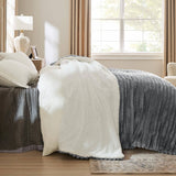 Bedsure Jacquard Stripes Shaggy Sherpa Blanket