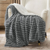 Bedsure Jacquard Stripes Shaggy Sherpa Blanket