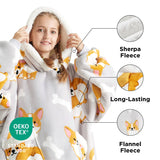 Sherpa Fleece Printed Short Wearable Blanket Hoodie