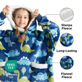 Sherpa Fleece Printed Short Wearable Blanket Hoodie