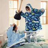 Sherpa Fleece Printed Short Wearable Blanket Hoodie