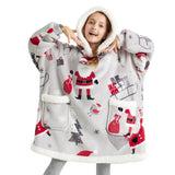 Sherpa Fleece Printed Short Wearable Blanket Hoodie