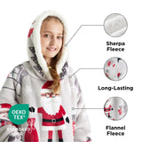 Sherpa Fleece Printed Short Wearable Blanket Hoodie